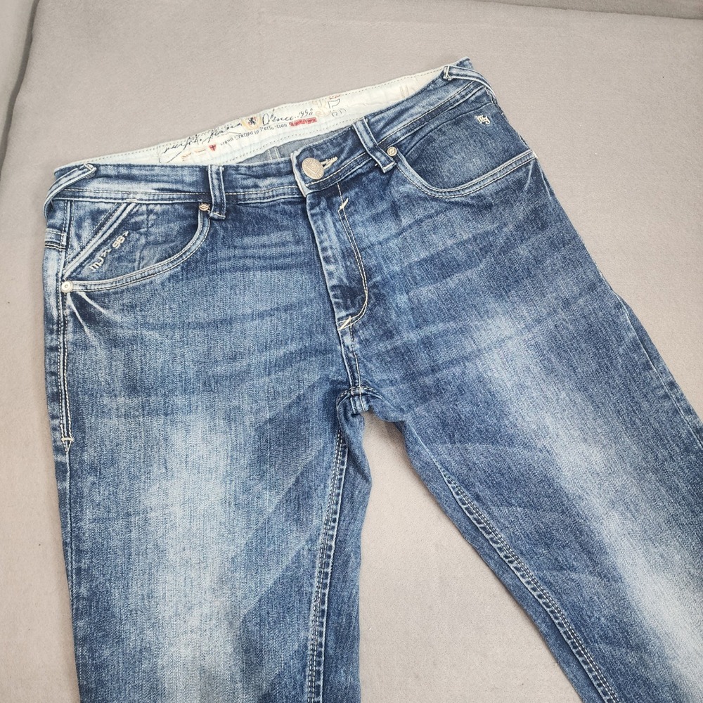 Mufti Jeans Blue Distressed Stretch Straight Leg Mens 34